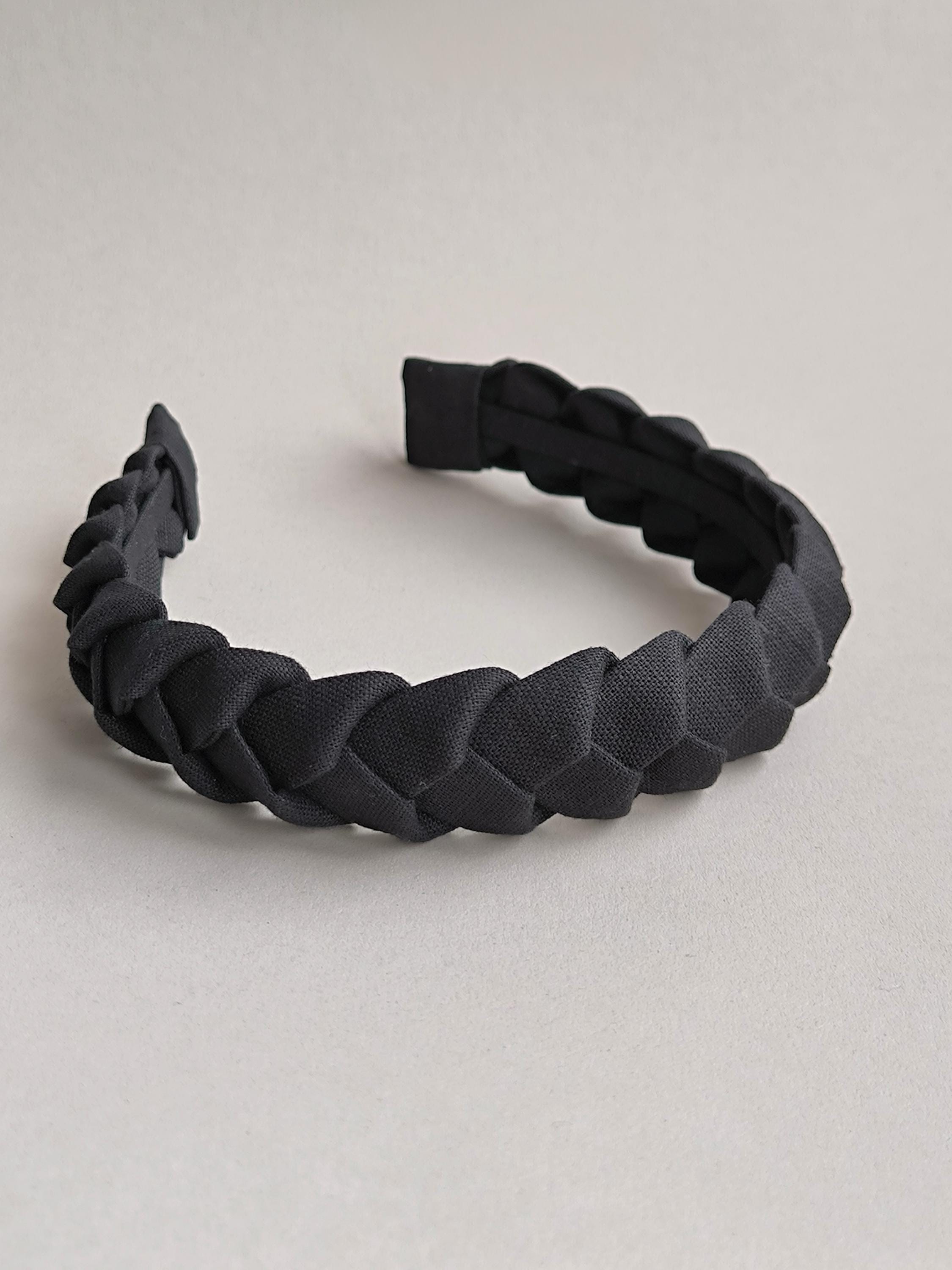 Classic Black Braided Linen Hairband