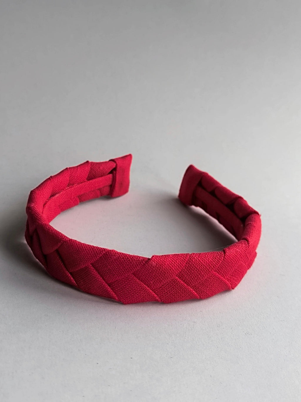 Red Linen Flat Braided Hairband