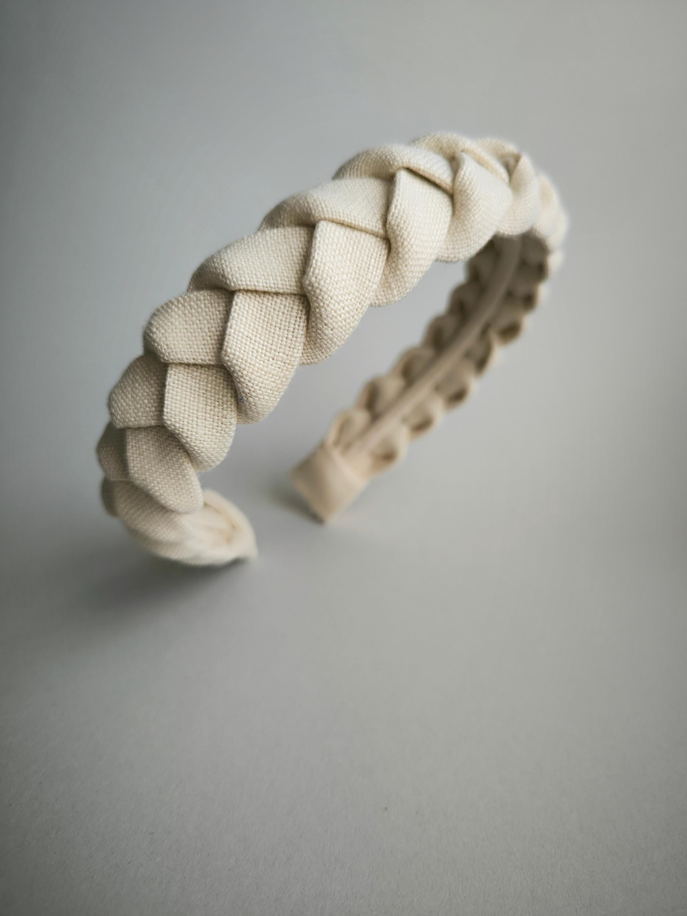 Sand braided linen hairband