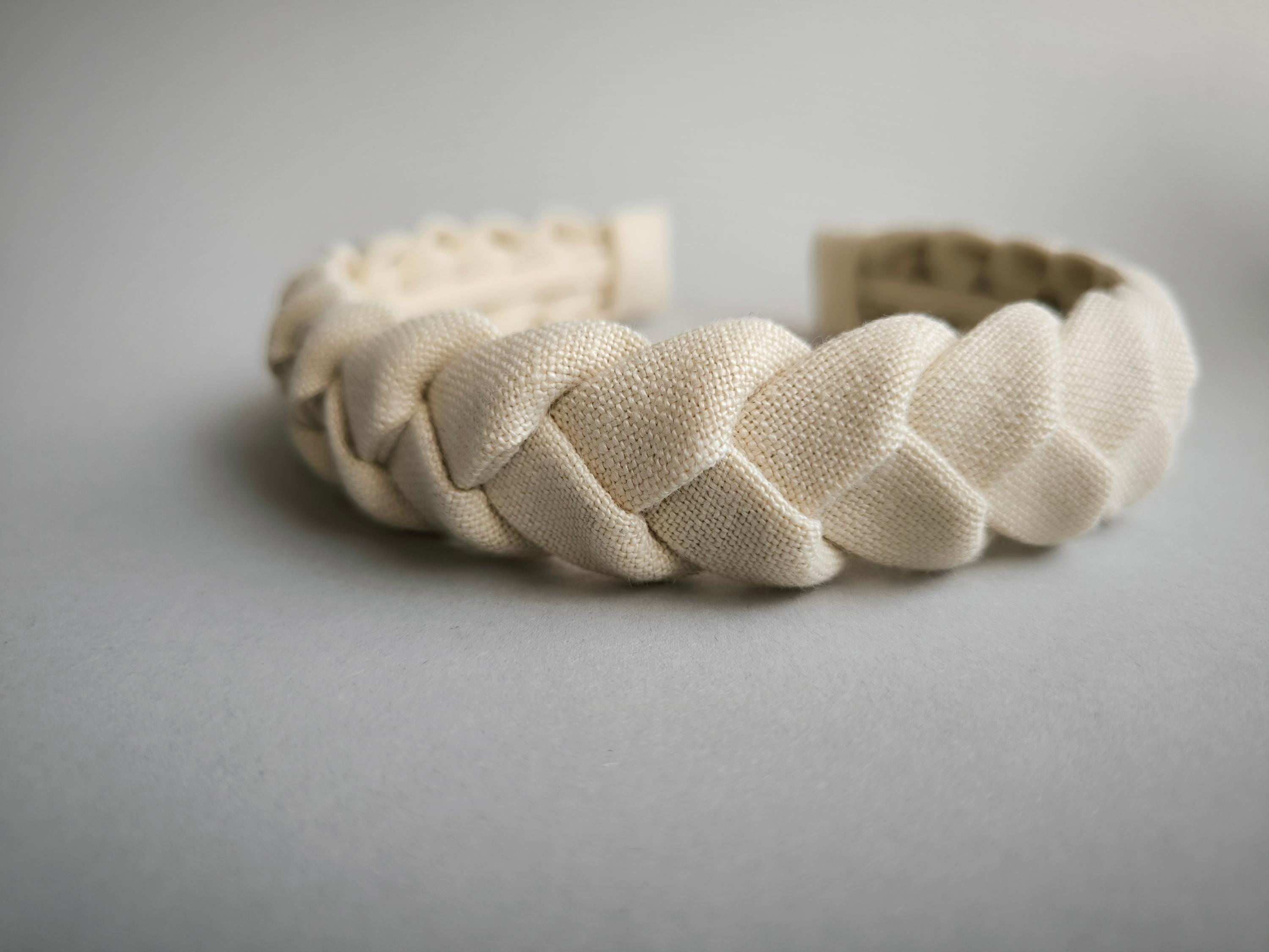 Sand braided linen hairband