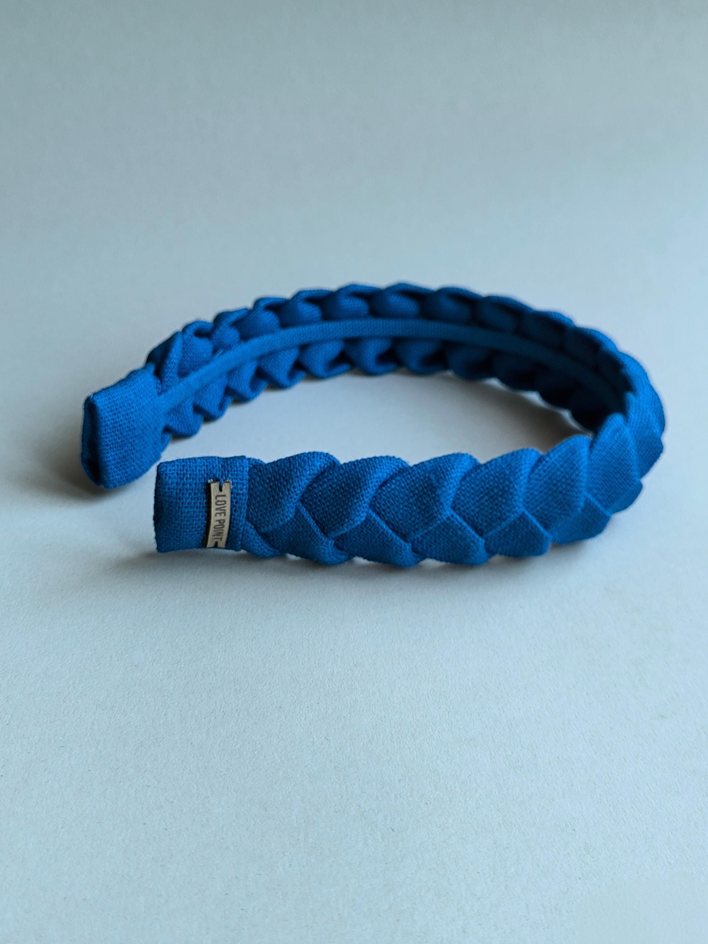 Royal Blue Linen Braided Headband