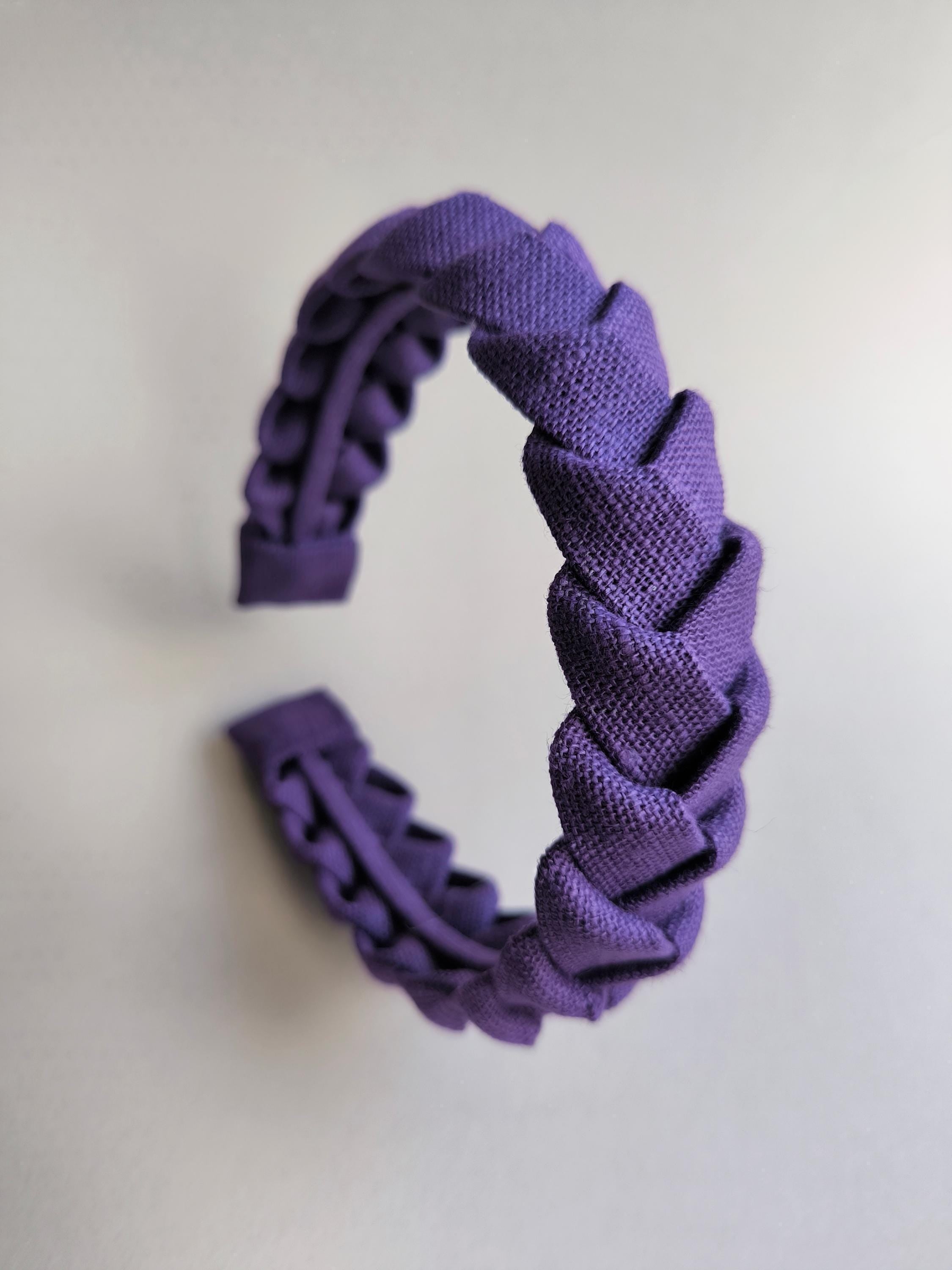 Purple Linen Braided Headband