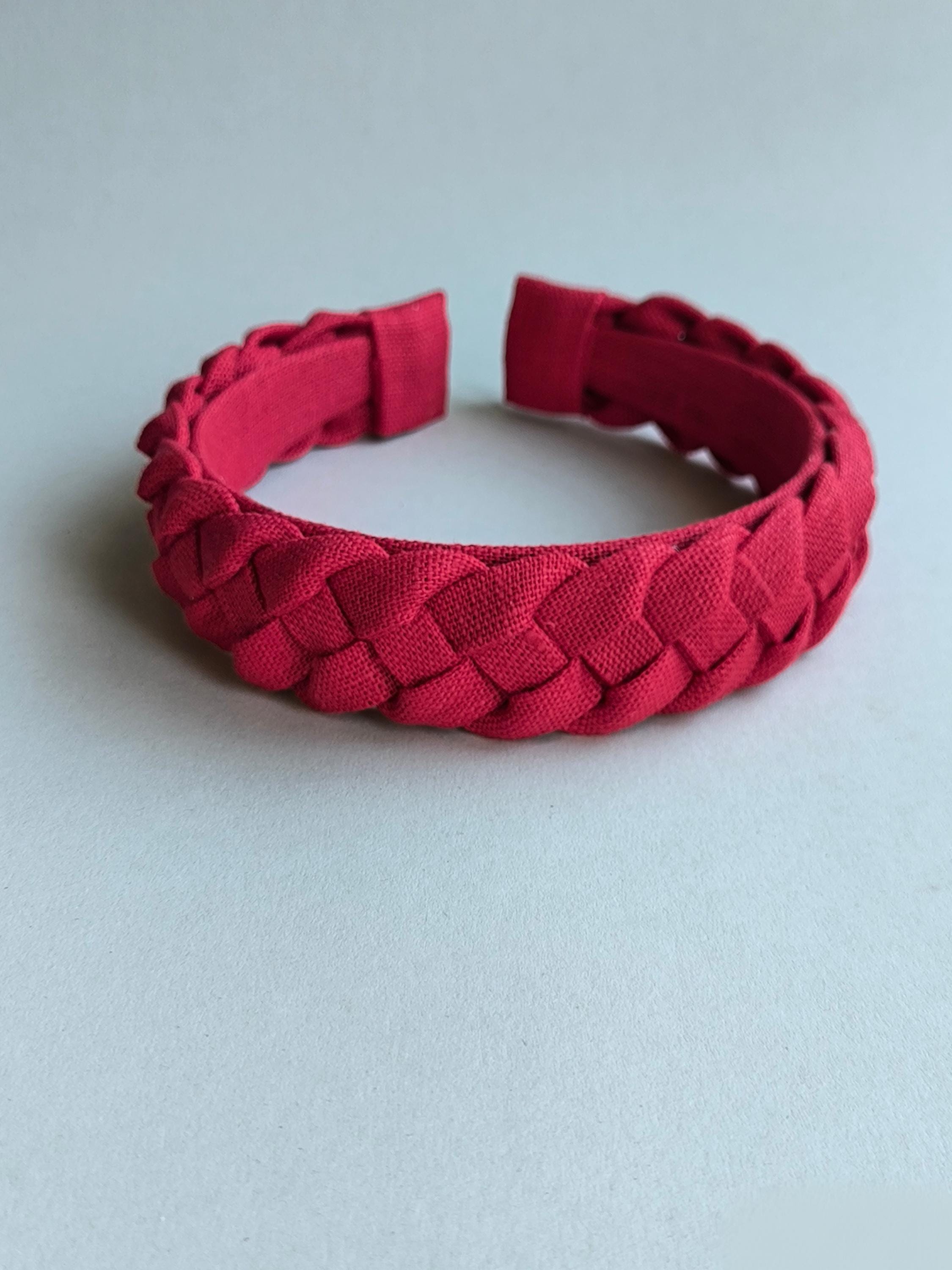 Red Linen Braided Hairband