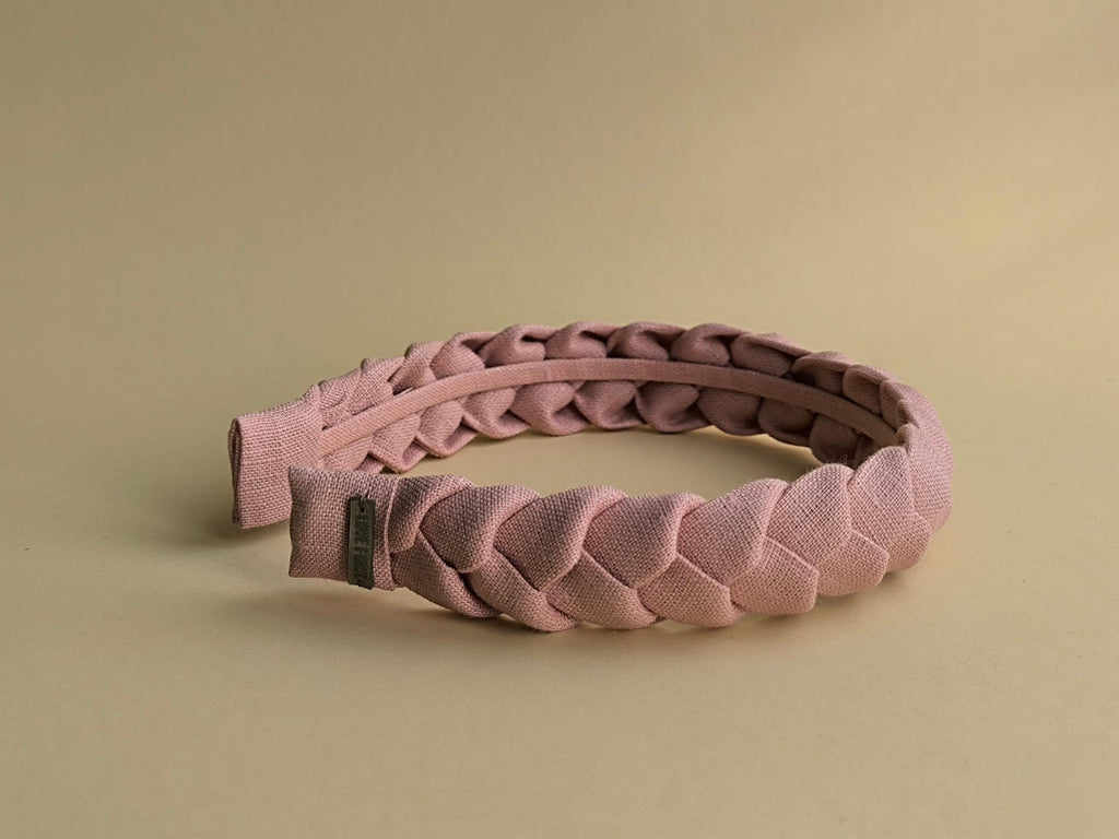 Rose Pink Braided Linen Hairband