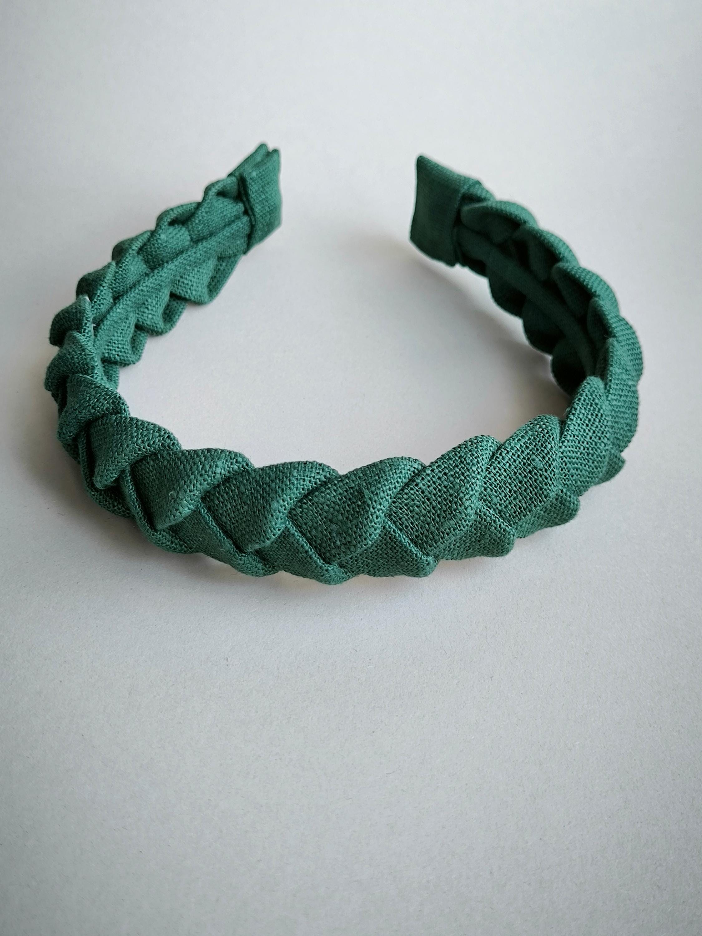 Emerald Linen Braided Headband