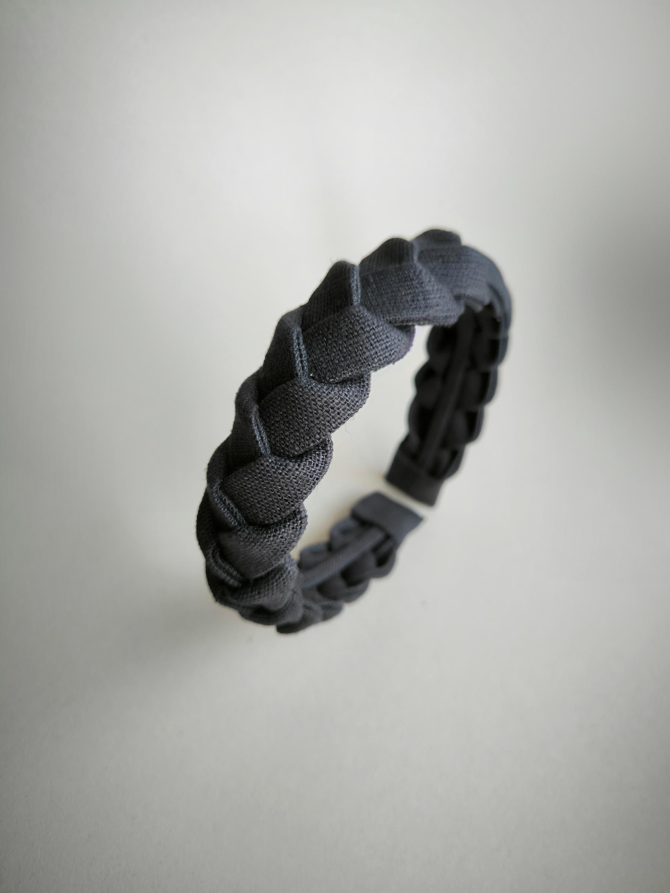 Graphite Braided  Linen Hairband