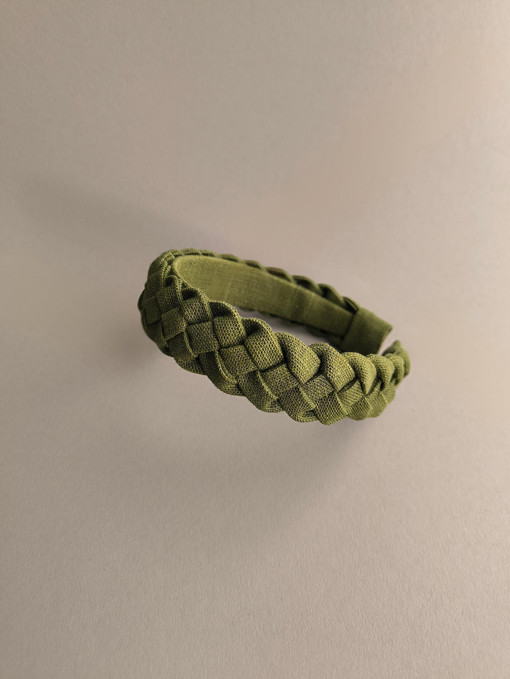 Khaki Linen Braided Hairband