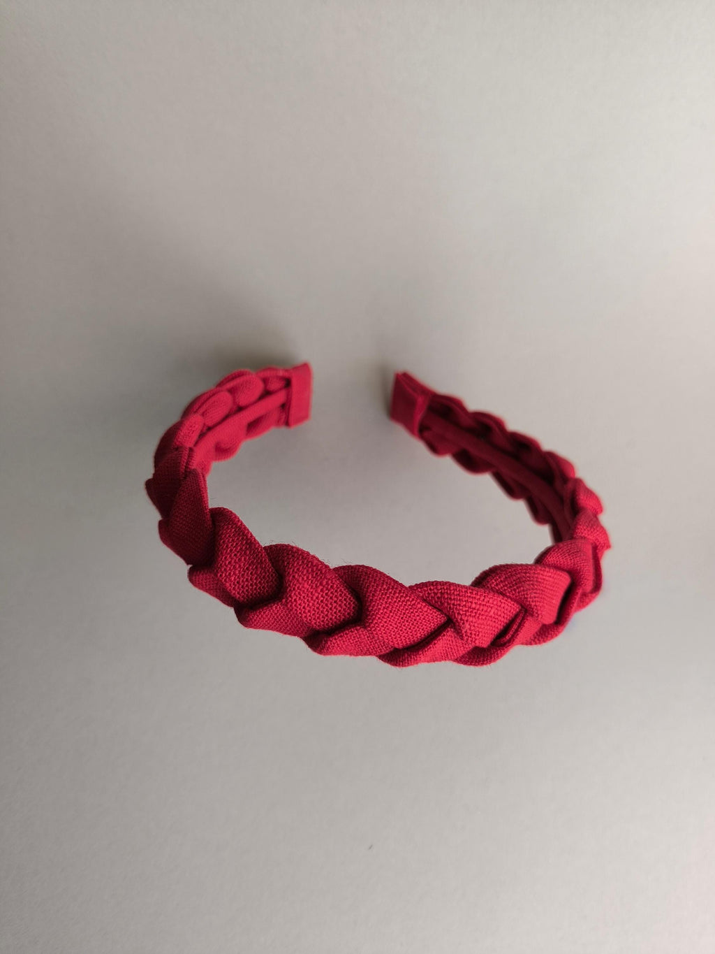 Red Linen Braided Headband