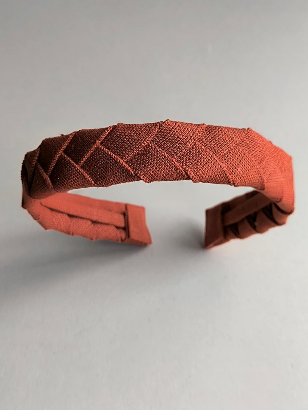 Rust Brown Linen Flat Braided Hairband