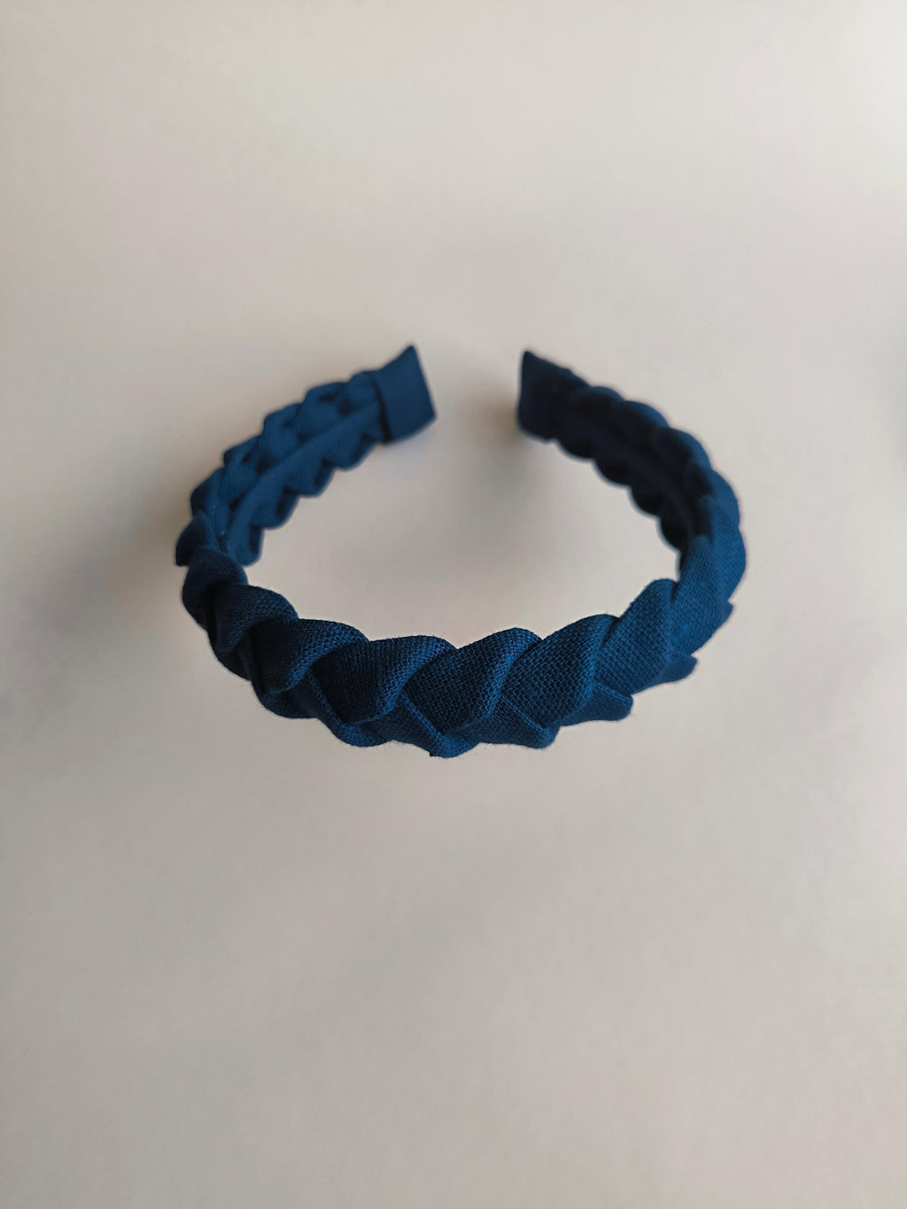 Navy Blue Linen Braided Hairband